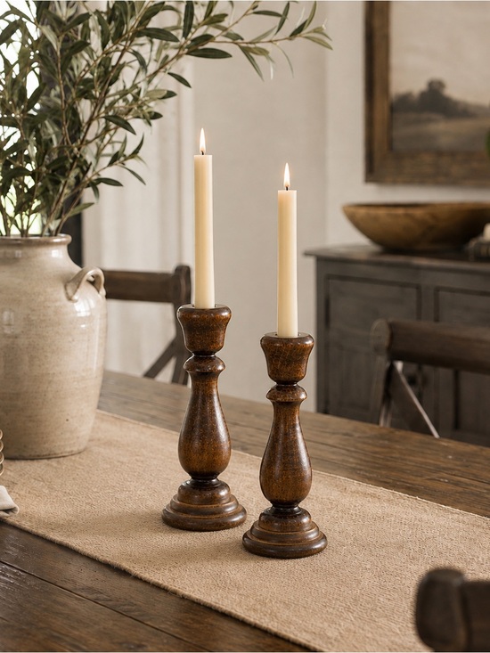 Vintage Other - VINTAGE Cottagecore Boho Wood Candlestick Set